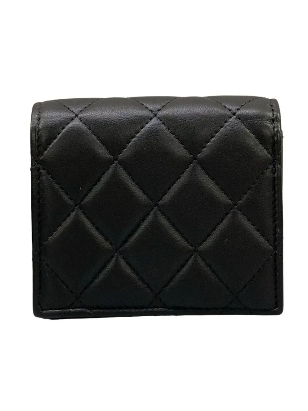 Chanel Bifold Wallet Quilted AP Black Silver Star Rhinestone Lambskin
